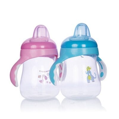 Bình uống nước Upass 250ml có 2 tay cầm với núm hút mềm cho bé từ 6 tháng tuổi UP0152N