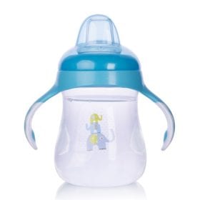 Bình uống nước Upass 250ml có 2 tay cầm với núm hút mềm cho bé từ 6 tháng tuổi xanh UP0152NX