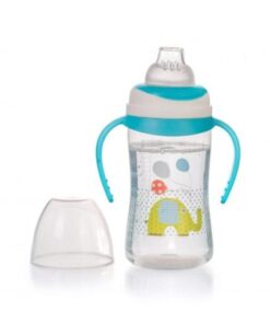 Bình uống nước Upass xanh 250ml có 2 tay cầm với núm hút mềm cho trẻ từ 4 tháng tuổi UP0154NX