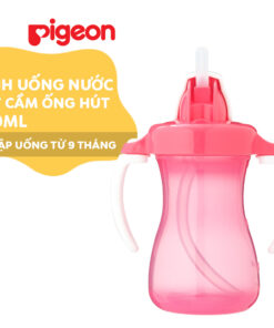 Bình uống nước Pigeon 150ml có tay cầm và ống hút hồng D74112200