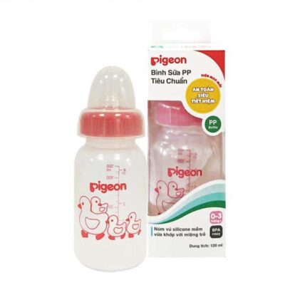 Bình sữa Pigeon 120ml cổ hẹp PP tiêu chuẩn Vịt đỏ D11221106