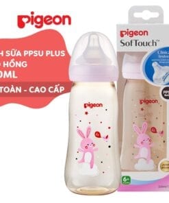 Bình sữa Pigeon 330ml cổ rộng PPSU Plus Thỏ hồng (L)