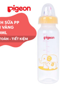 Bình sữa Pigeon 240ml cổ hẹp PP tiêu chuẩn Voi đỏ vàng D11222307