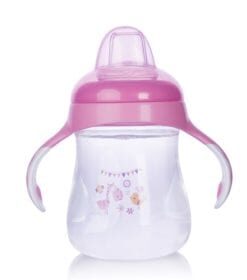 Bình uống nước Upass 250ml có 2 tay cầm với núm hút mềm cho bé từ 6 tháng tuổi hồng UP0152NH