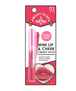Son sáp lì má hồng mini Cathy Doll Beauty To Go Lip & Cheek Creamy Matte 0.6g (đủ 10 màu)